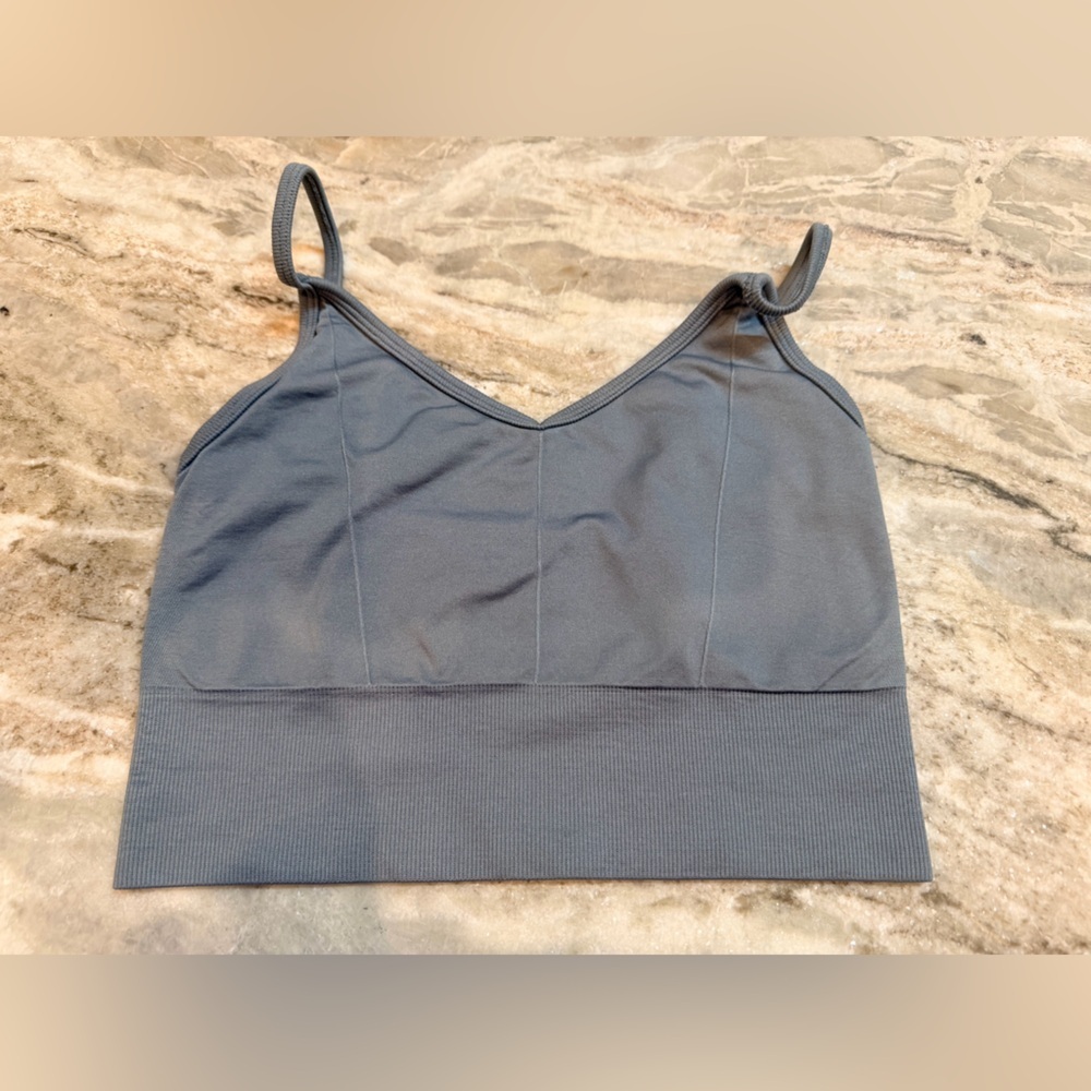 90 Degree by Reflex Gray Longline Sports Bra Medium